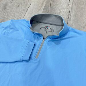 GenTeal 1/4 Zip Pullover Mens XL Blue Preppy Golf Crewneck Bamboo Blend